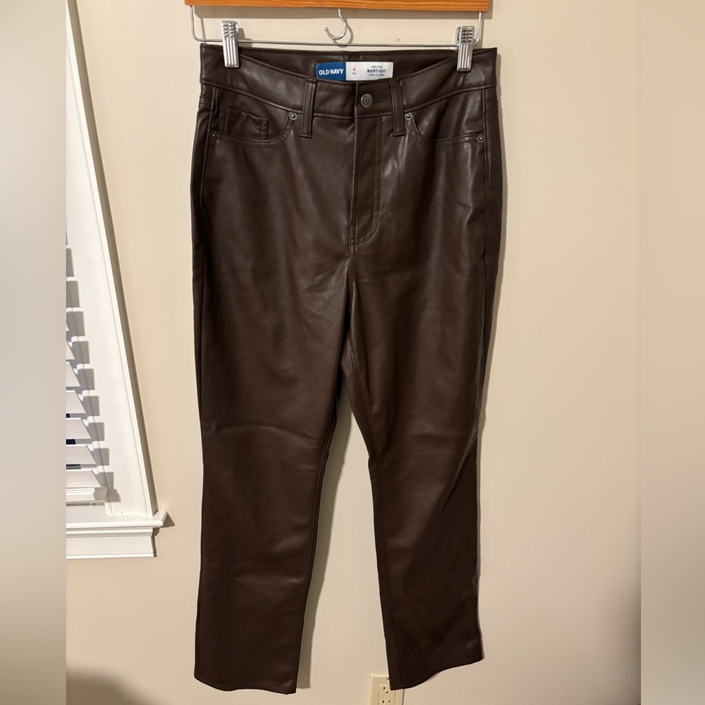 Tall Chocolate Brown Old Navy Faux Leather Pants